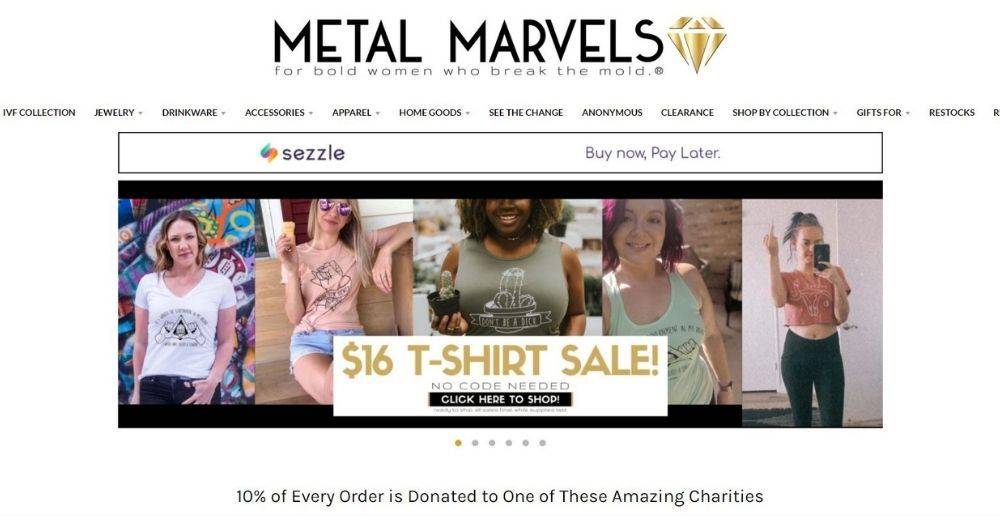 Screenshot of Metal Marvels homepage for Katana's best Shopify jewelry stores.
