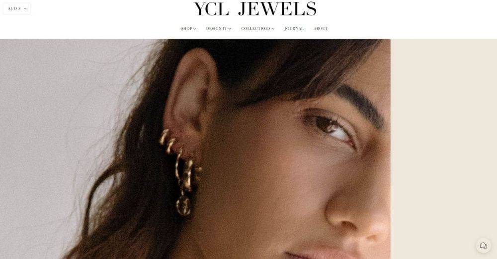Screenshot of YCL Jewels homepage for Katana's best Shopify jewelry stores.