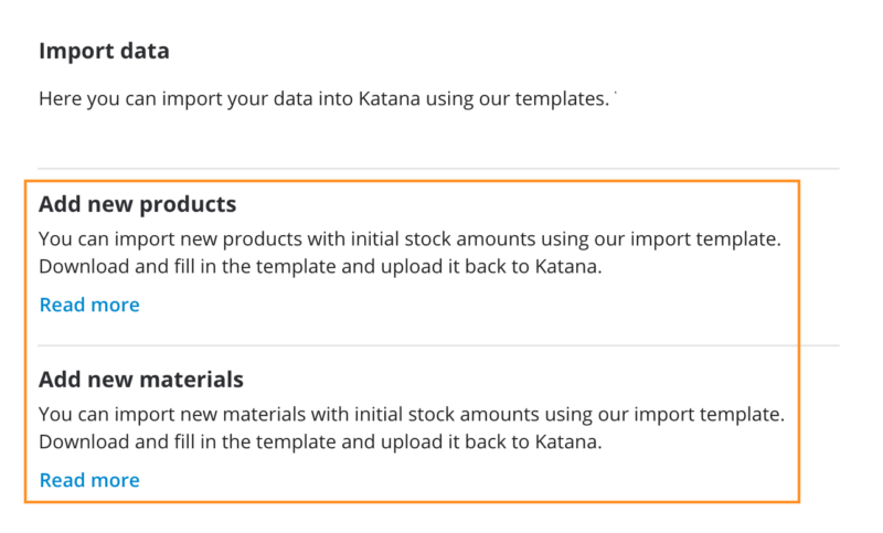 Add variants to existing products and materials via import