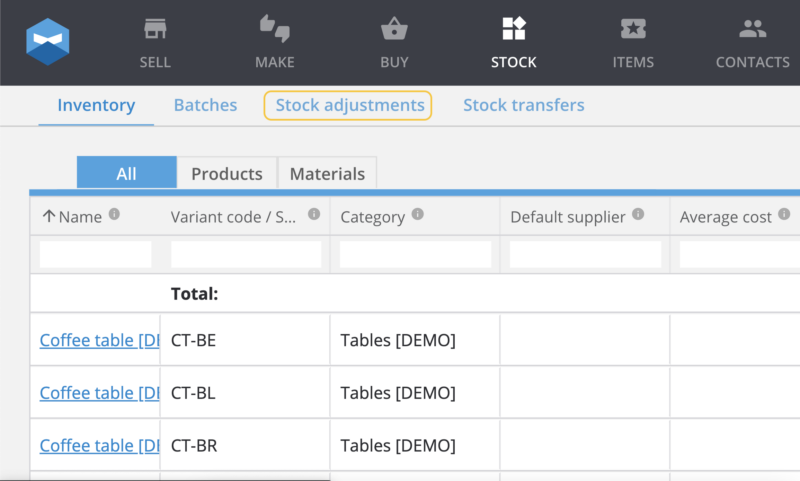Exporting your stock adjustments as a CSV file from Katana