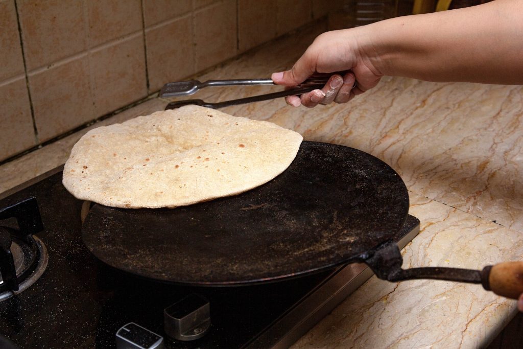 Tortilla bread on a pan
