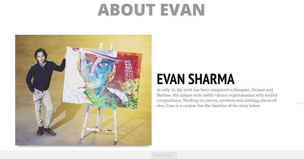 Best Shopify store - screenshot of the homepage - Evan Sharma.