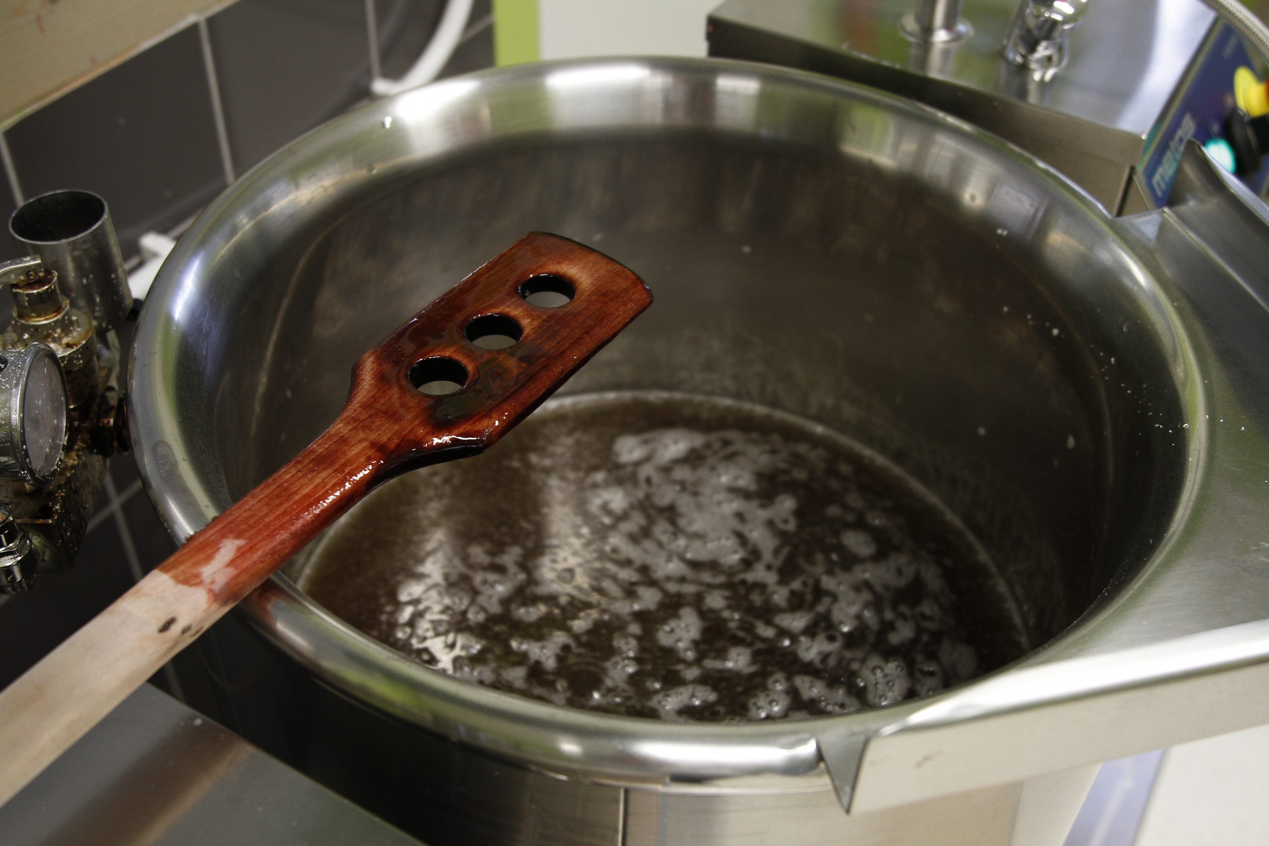Foof production process of stirring with padel.