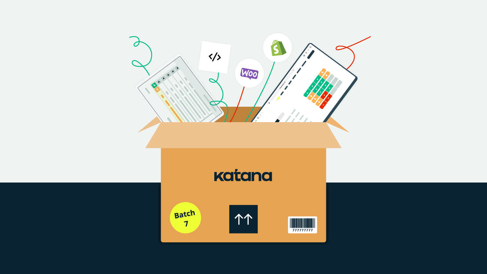 Illustration of a box containing different software that can be integrated with Katana