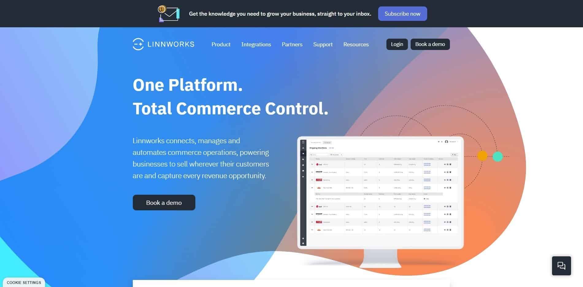 Screenshot of website homepage BigCommerce inventory solution Linnworks