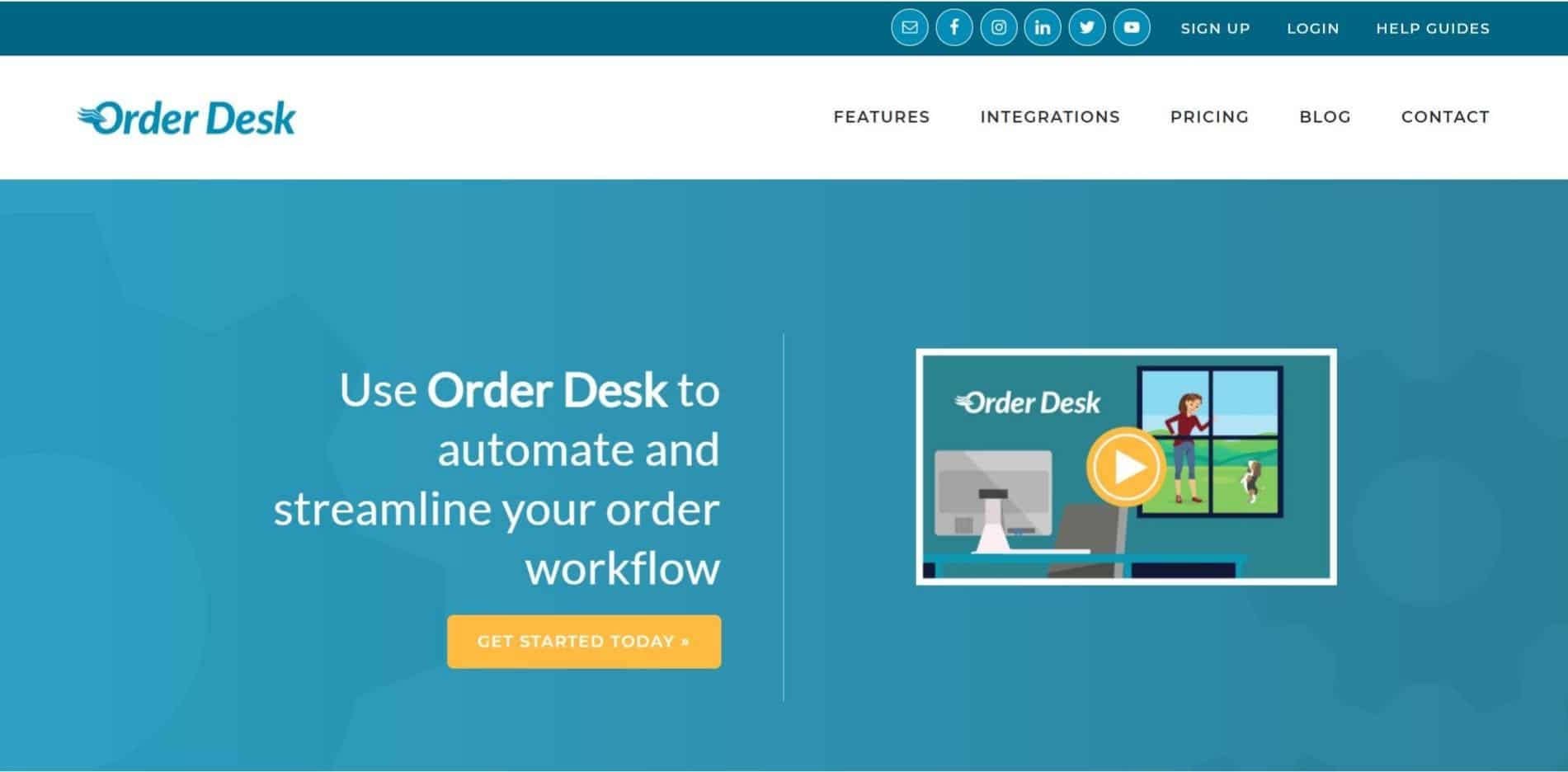 Screenshot of website homepage BigCommerce inventory management software Order Desk.