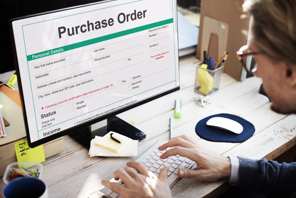 A computer screen showing an open purchase order