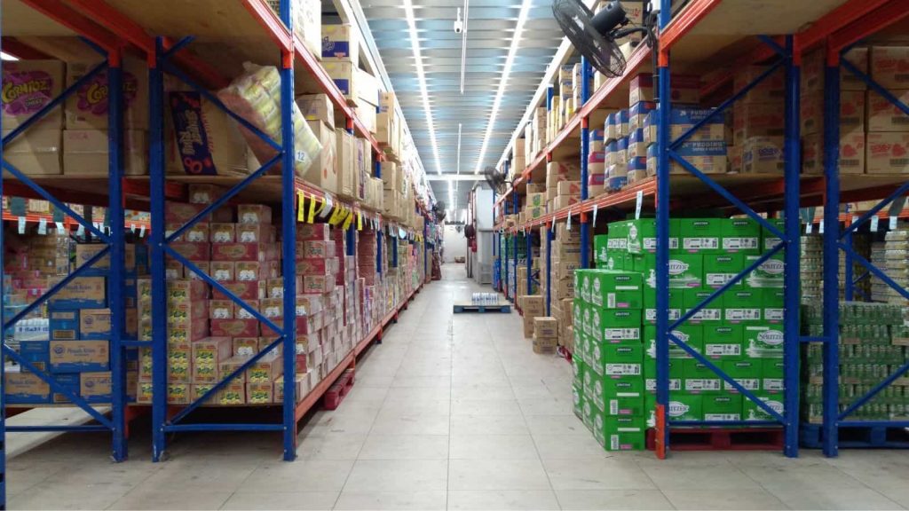 Following a lean warehousing plan, the image depicts a clean and organized warehouse or storage room you might find in a retail store