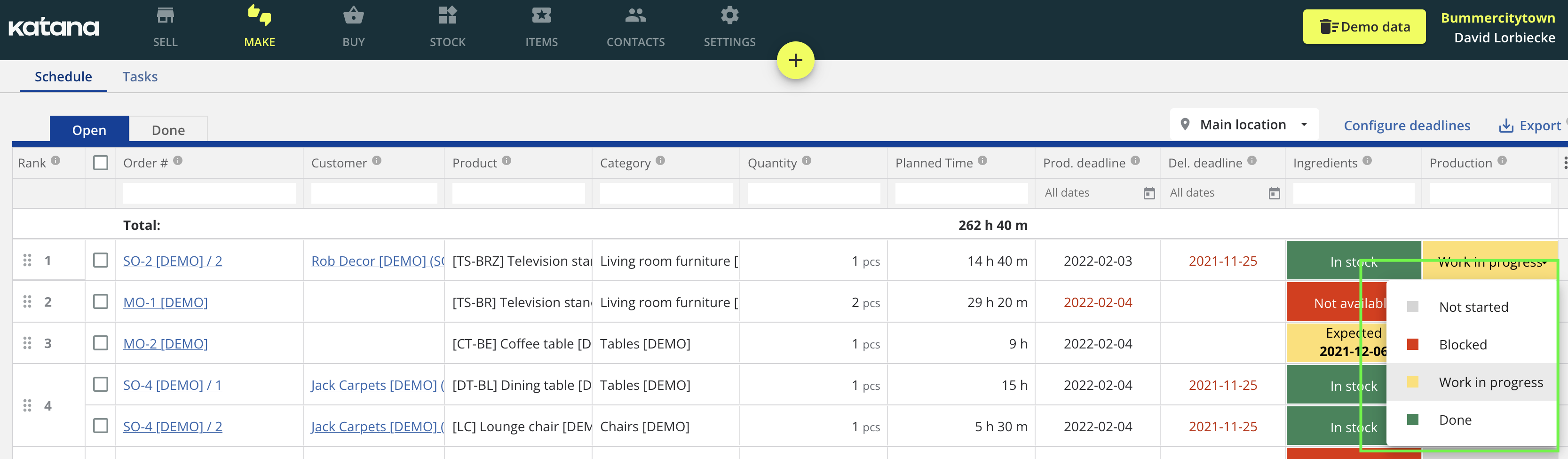 Scheduling in Katana