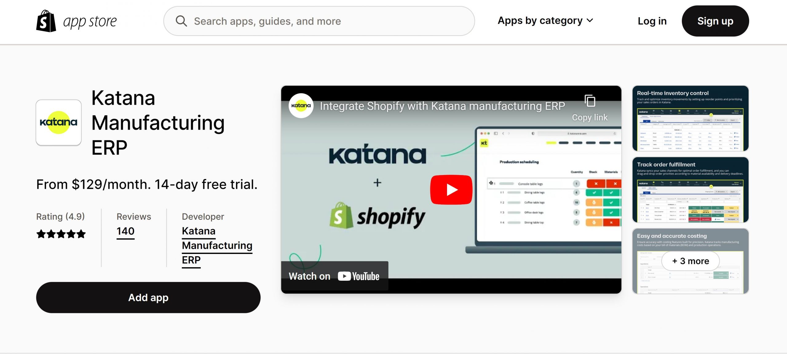 Katana manufacturing software on the Shopify app store.