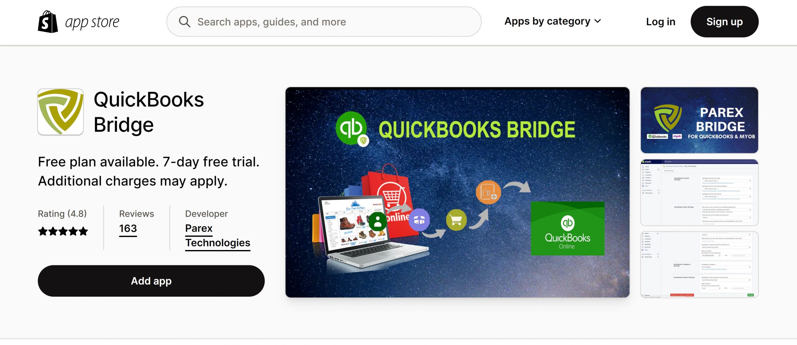 QuickBooks Bridge by Parex on the Shopify app store.