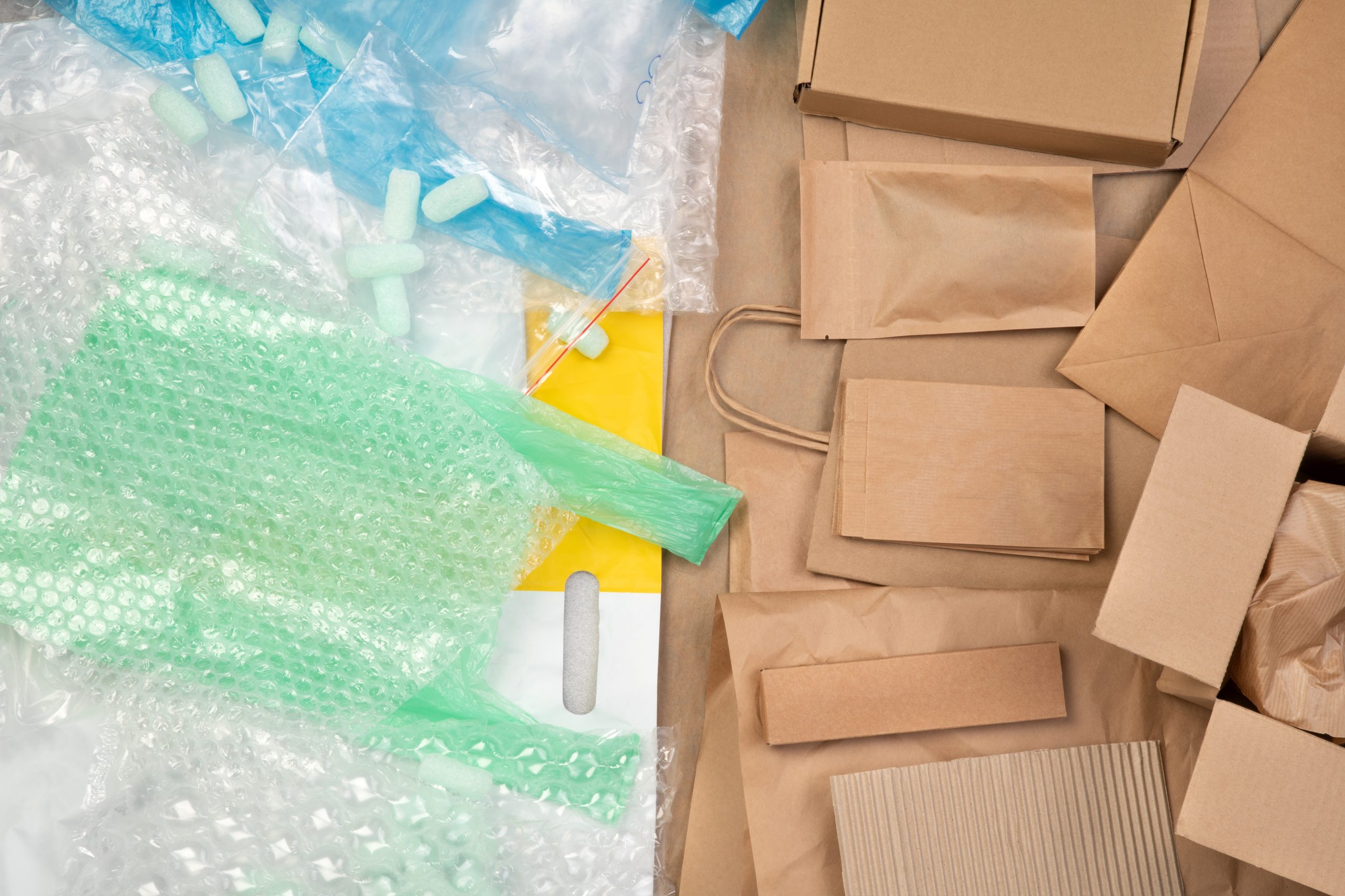 a pile of empty plastic and paper bags