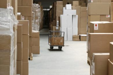 A warehouse overflowing with excess inventory.
