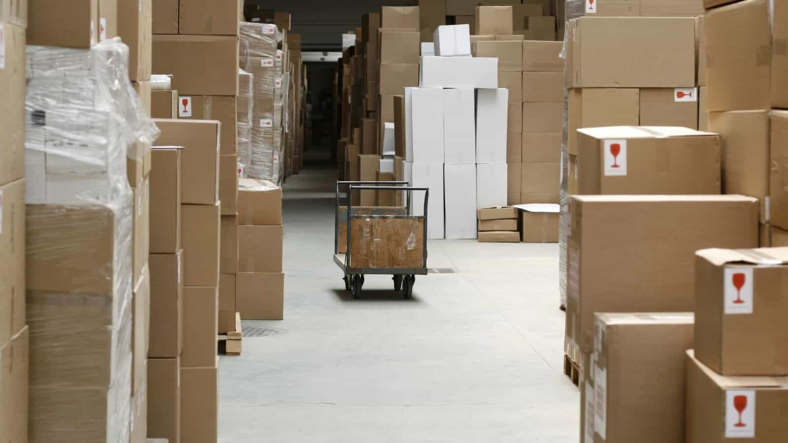 A warehouse overflowing with excess inventory.