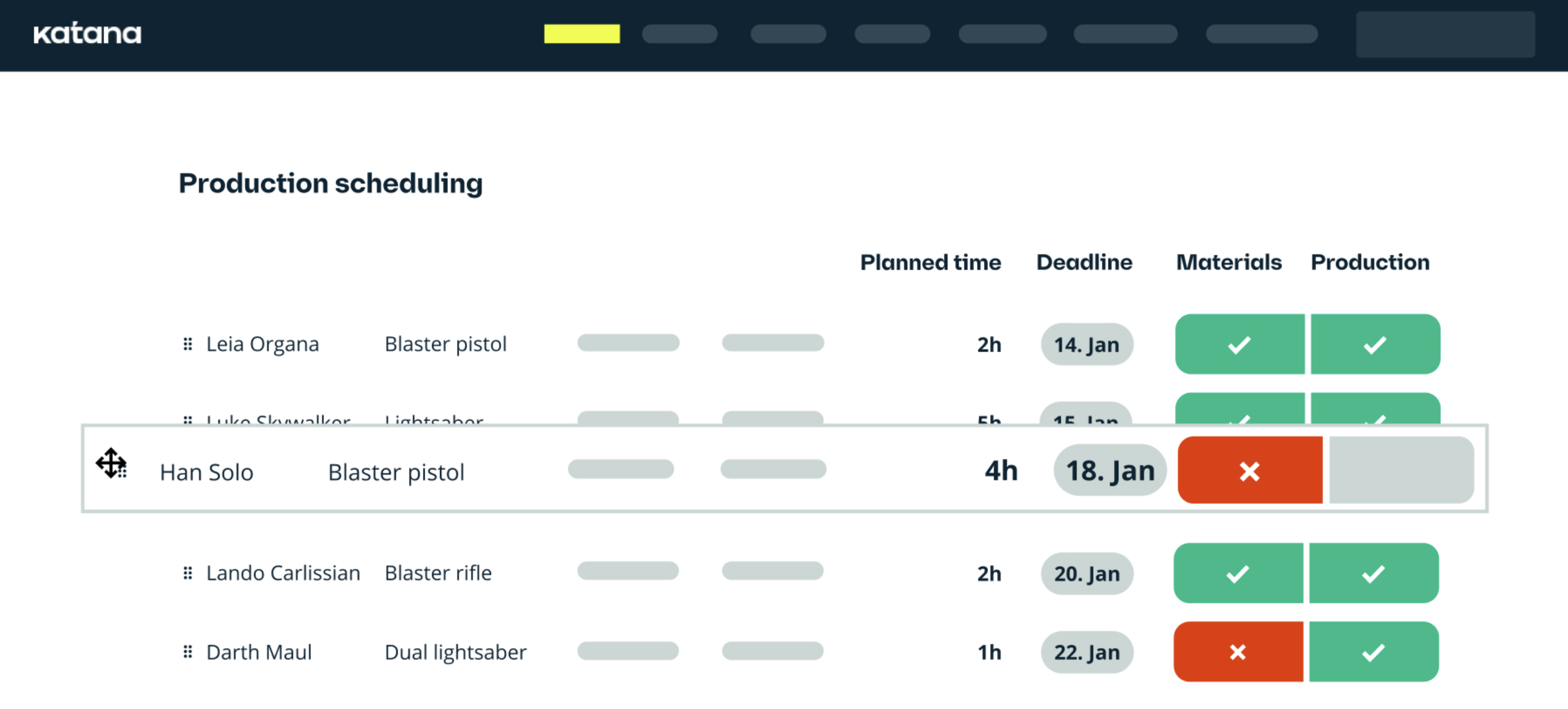 Illustration showing Katana's production scheduling feature