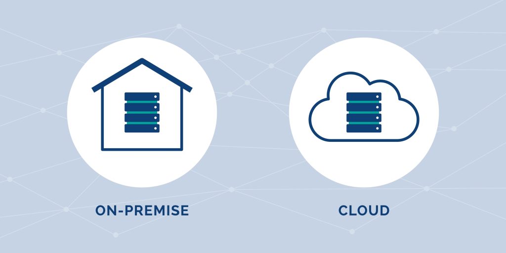 Illustration showing on-premise vs cloud ERP