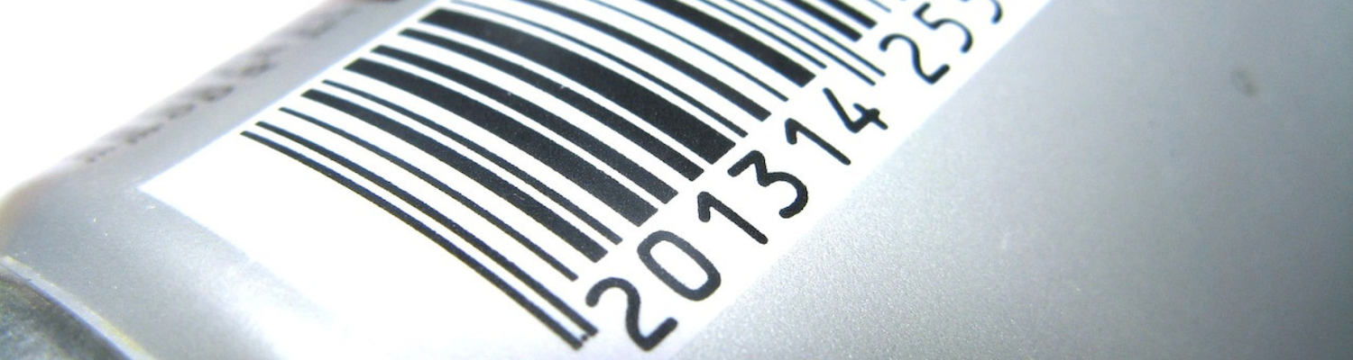 Closeup of a barcode on a soda can