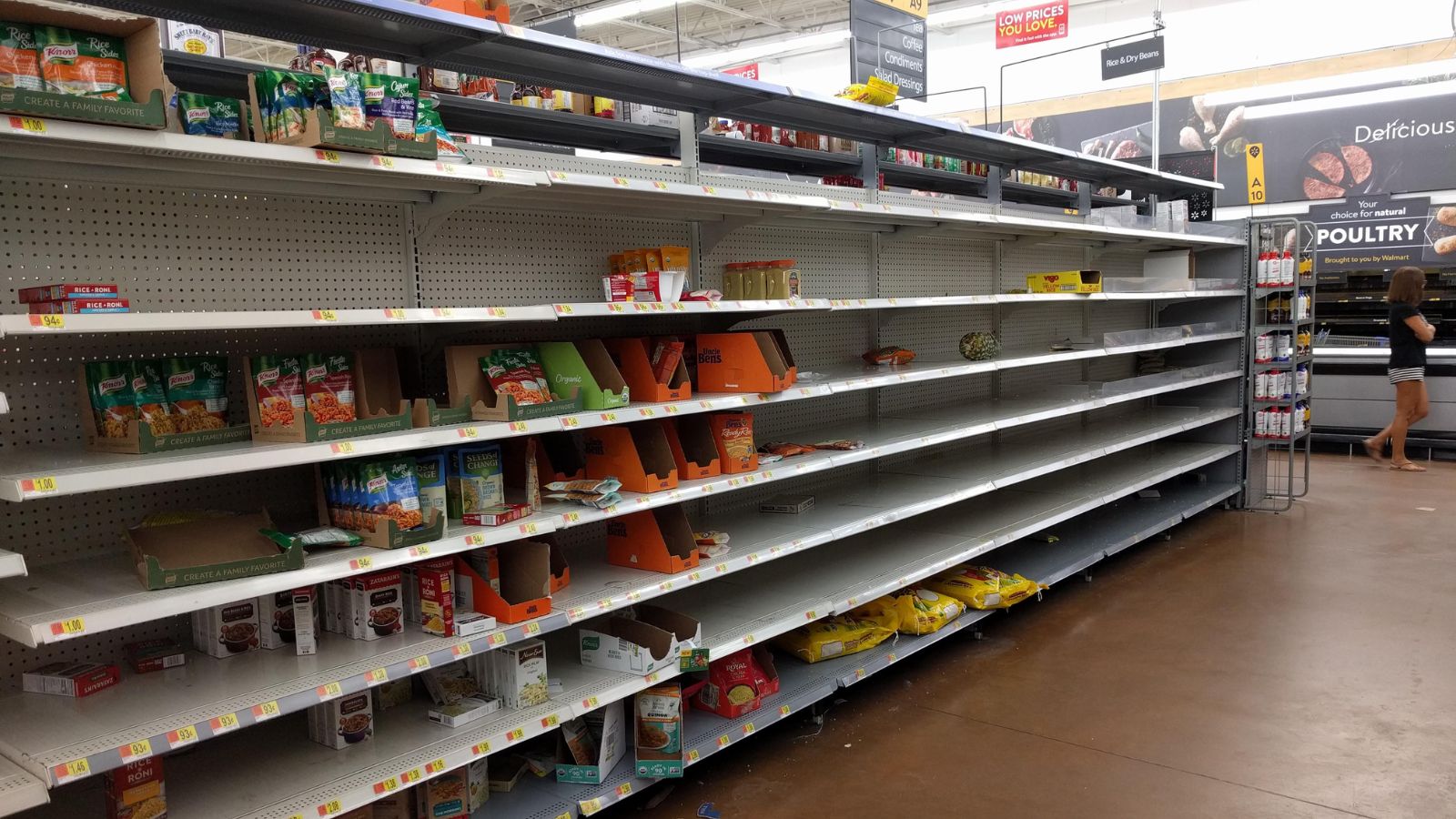 Empty shelf due to supply chain disruptions