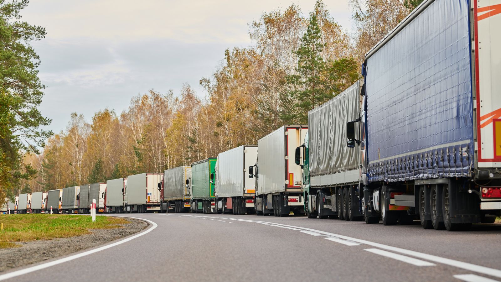 Trucks stuck in traffic.