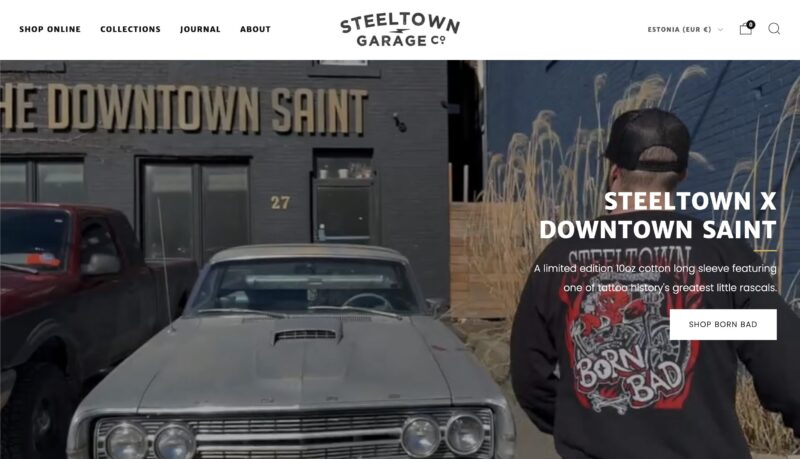 Screenshot of Steeltown Garage's website