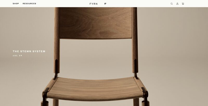 Image of a Fyrn chair showing their proprietary bracket system